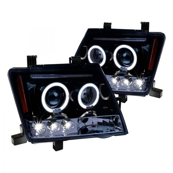 Spec-D® - Black/Smoke Dual Halo Projector Headlights with Parking LEDs, Nissan Xterra