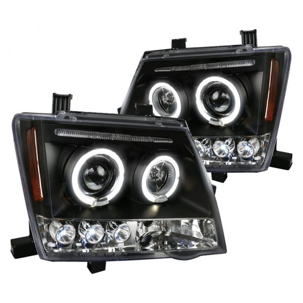 Spec-D® - Black Dual Halo Projector Headlights with Parking LEDs, Nissan Xterra
