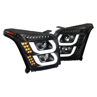 Spec-D® - Driver and Passenger Side Black DRL Bar Projector Headlights with LED Turn Signal