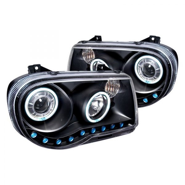 Spec-D® - Black CCFL Halo Projector Headlights with LED DRL, Chrysler 300