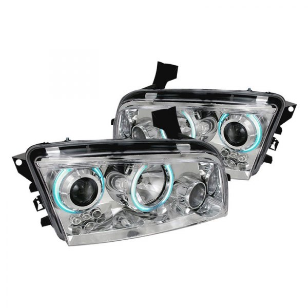 Spec-D® - Chrome CCFL Dual Halo Projector Headlights with Parking LEDs, Dodge Charger