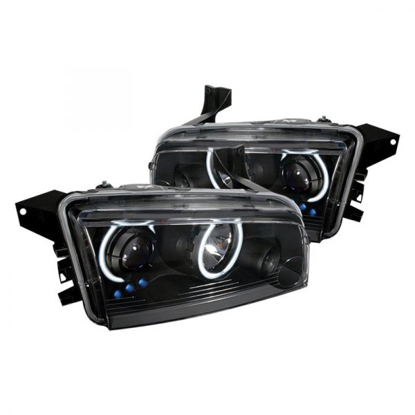 Spec-D® - Black CCFL Dual Halo Projector Headlights with Parking LEDs, Dodge Charger