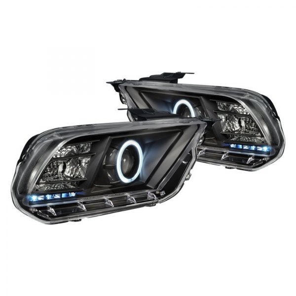 Spec-D® - Black CCFL Halo Projector Headlights with Parking LEDs, Ford Mustang