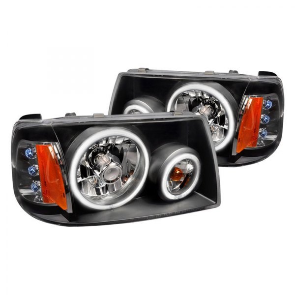 Spec-D® - Black CCFL Dual Halo Euro Headlights with Parking LEDs, Ford Ranger