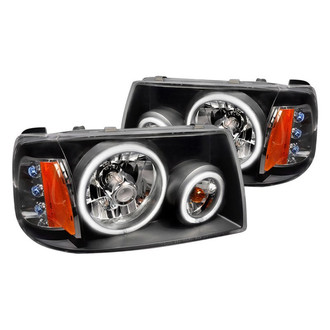 Spec-D® - Driver and Passenger Side Black CCFL Dual Halo Euro Headlights with Parking LEDs