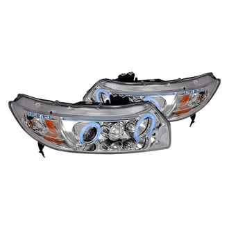 Spec-D® - Driver and Passenger Side Chrome CCFL Dual Halo Projector Headlights with Parking LEDs