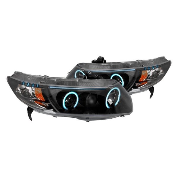Spec-D® - Black CCFL Dual Halo Projector Headlights with Parking LEDs, Honda Civic