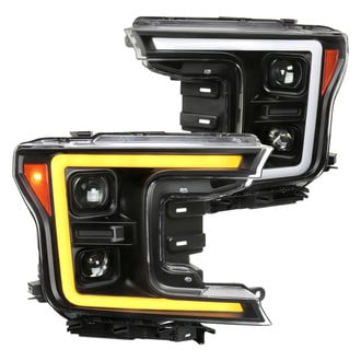 Spec-D® - Driver and Passenger Side Matte Black Sequential LED DRL Bar Projector Headlights