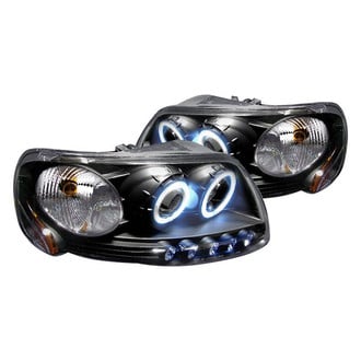 Spec-D® - Driver and Passenger Side Black Dual Halo Projector Headlights with Parking LEDs