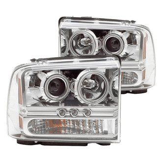 Spec-D® - Driver and Passenger Side Chrome CCFL Halo Projector Headlights with Parking LEDs