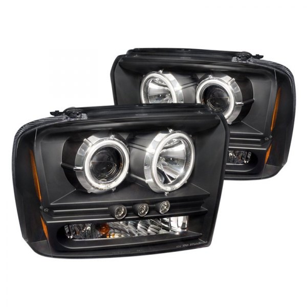 Spec-D® - Black CCFL Halo Projector Headlights with Parking LEDs, Ford F-250