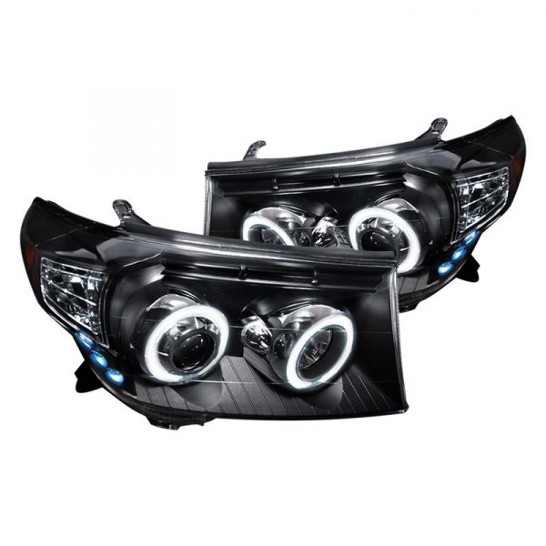 Spec-D® - Black CCFL Halo Projector Headlights with Parking LEDs, Toyota Land Cruiser