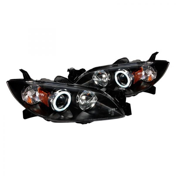 Spec-D® - Black CCFL Halo Projector Headlights with Parking LEDs, Mazda 3