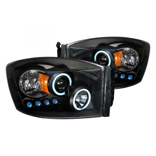 Spec-D® - Black CCFL Dual Halo Projector Headlights with Parking LEDs, Dodge Ram