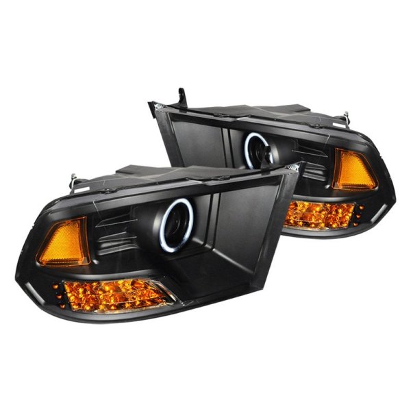 Spec-D® - Black CCFL Halo Projector Headlights with LED Turn Signal, Dodge Ram
