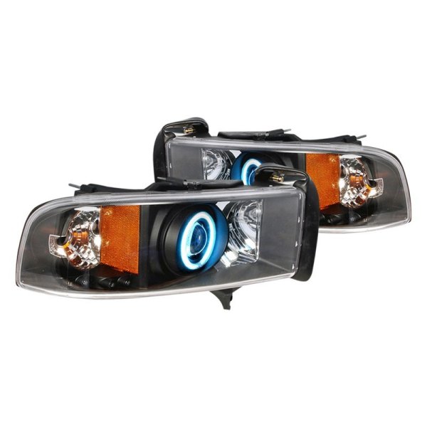 Spec-D® - Black CCFL Halo Projector Headlights with Parking LEDs, Dodge Ram