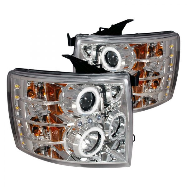 Spec-D® - Chrome CCFL Dual Halo Projector Headlights with Parking LEDs, Chevy Silverado