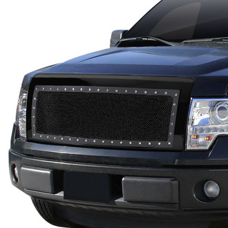 Spec-D® - 1-Pc Rivet Style Black Mesh Main Grille