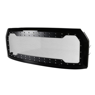 Spec-D® - 1-Pc Rivet Style Black Mesh Main Grille