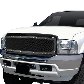 Spec-D® - 1-Pc Rivet Style Black Mesh Main Grille