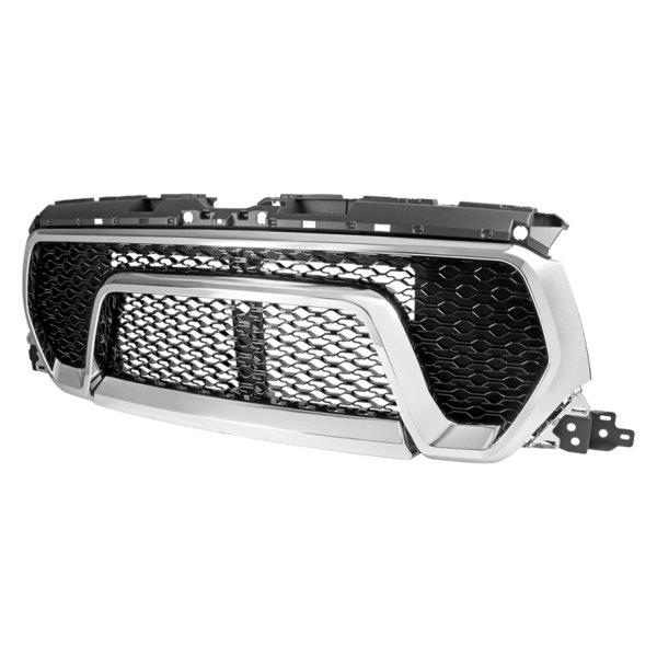 Spec-D® - 1-Pc Rebel Style Silver/Gloss Black Mesh Main Grille