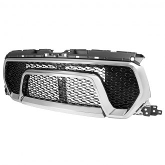 Spec-D® - 1-Pc Rebel Style Silver/Gloss Black Mesh Main Grille