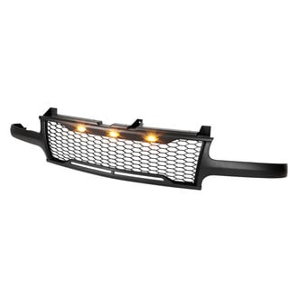 Spec-D® - 1-Pc Matte Black Front Main Grille With Amber LED Lights