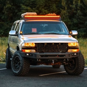 Spec-D® - 1-Pc Glossy Black Front Main Grille With Amber LED Lights
