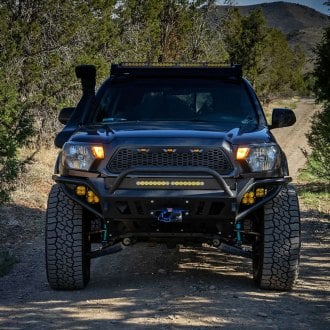 Spec-D® - 1-Pc Matte Black Front Main Grille With Amber LED Lights