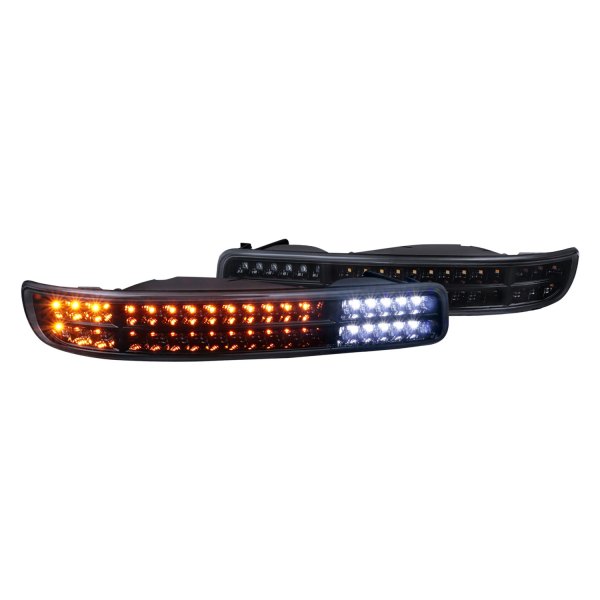 Spec-D® - Matte Black/Smoke LED Turn Signal/Parking Lights with DRL