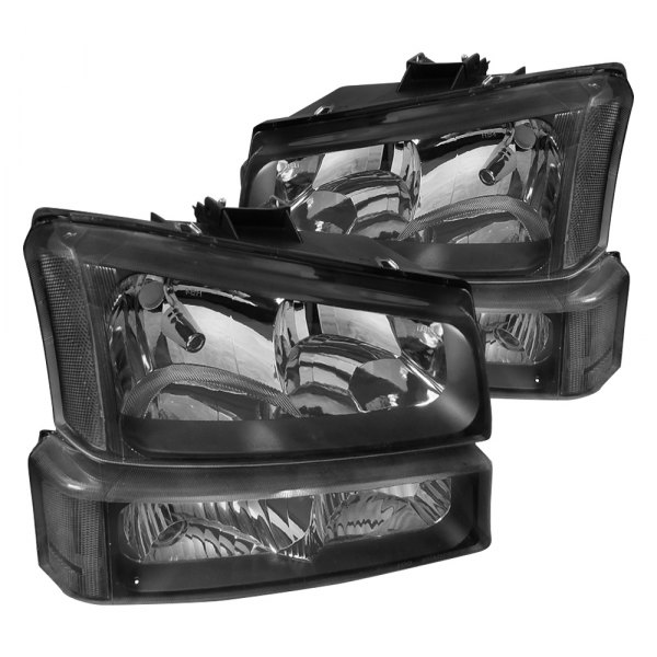 Spec-D® - Black Euro Headlights with Turn Signal/Parking Lights, Chevy Silverado