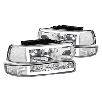 Spec-D® - Driver and Passenger Side Chrome LED DRL Bar Headlights with Turn Signal/Parking Lights