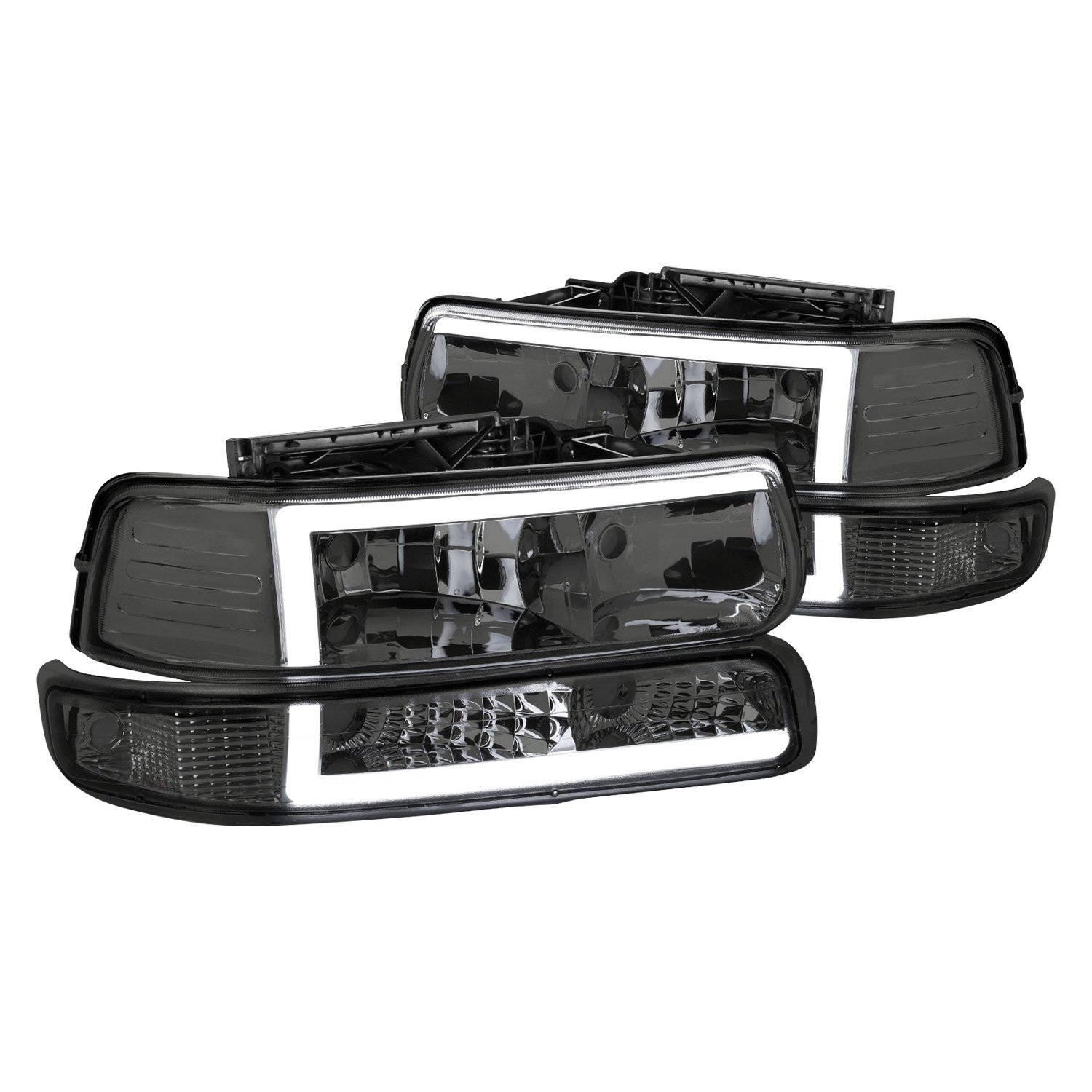 Spec D Lblh Siv G G Rs Chrome Smoke Led Drl Bar Headlights With Turn Signal Parking Lights