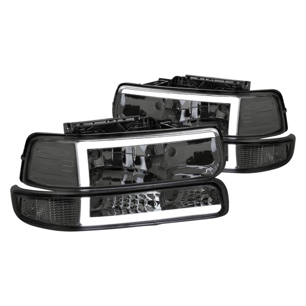 Spec-D® - Chrome/Smoke LED DRL Bar Headlights with Turn Signal/Parking Lights