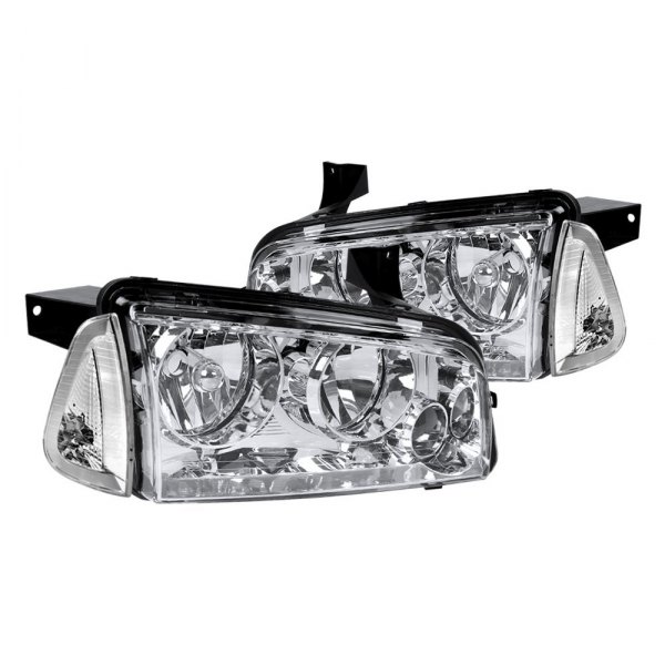 Spec-D® - Chrome Euro Headlights with Corner Lights, Dodge Charger