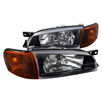 Spec-D® - Driver and Passenger Side Matte Black Euro Headlights with Corner Lights