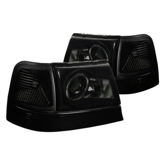 1998-2000 Ford Ranger LED Halo Black Smoke Projector Headlights & Corner Lamps