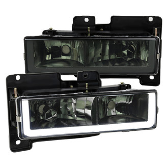 Spec-D® - Driver and Passenger Side Chrome/Smoke LED DRL Bar Headlights