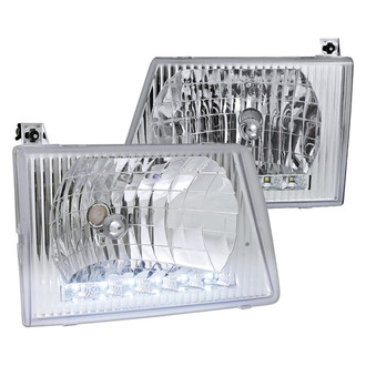 Spec-D® LH-ECON92-RS - Driver and Passenger Side Chrome Euro Headlights with Parking LEDs