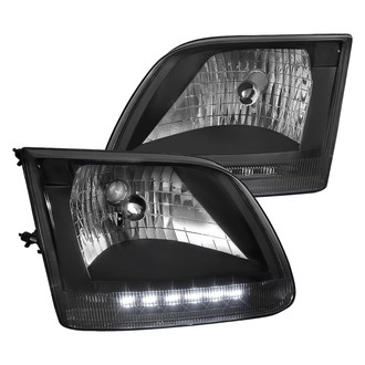 Spec-D® - Driver and Passenger Side Black Euro Headlights with Parking LEDs
