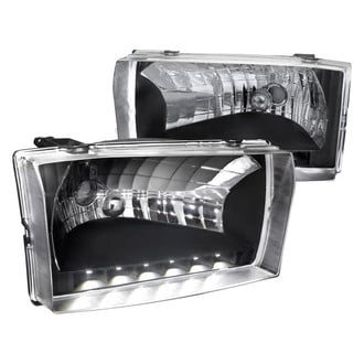 Spec-D® LH-F25099JM-RS - Driver and Passenger Side Matte Black Euro Headlights with Parking LEDs