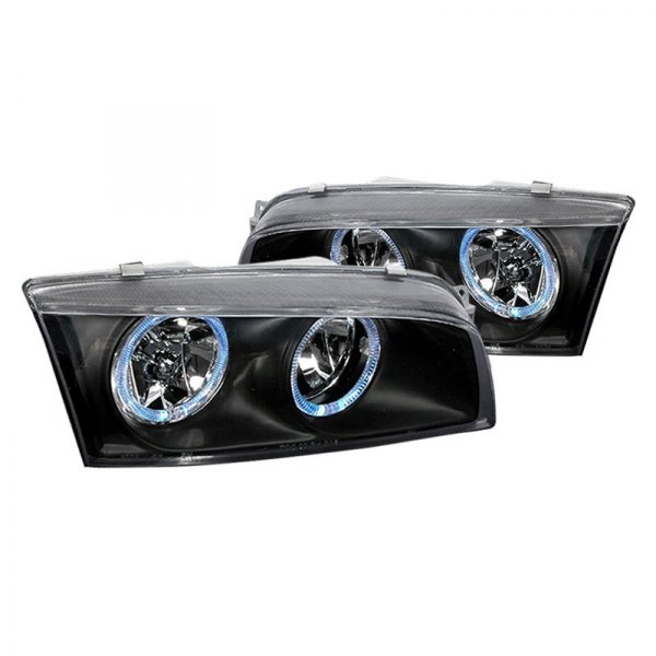 Spec-D® - Black LED Halo Euro Headlights, Mitsubishi Mirage