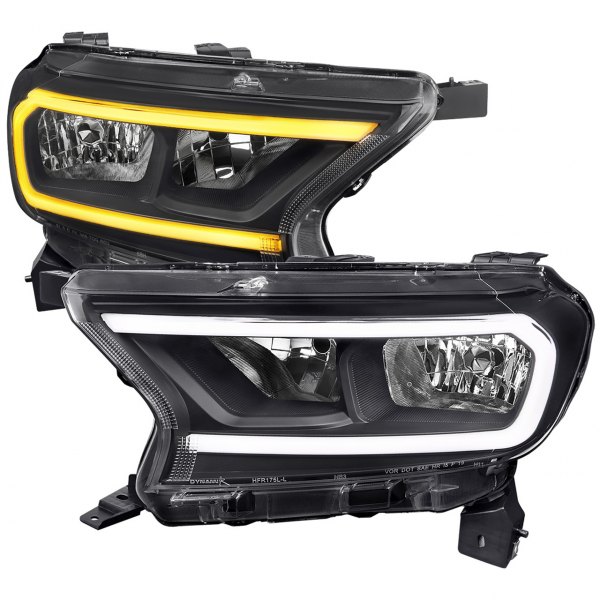 Spec-D® - Matte Black Sequential LED DRL Bar Headlights