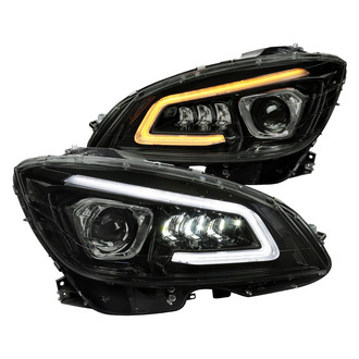 Spec-D® - Driver and Passenger Side Black/Smoke Sequential Light Tube Projector LED Headlights