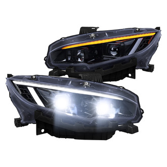Spec-D® - Driver and Passenger Side Black/Smoke Switchback LED DRL Bar Projector LED Headlights with Sequential Turn Signal