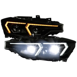 Spec-D® - Driver and Passenger Side Black/Smoke DRL Bar Projector Headlights with LED Turn Signal