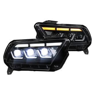 Spec-D® - Driver and Passenger Side Matte Black DRL Bar Projector Headlights with Sequential LED DRL