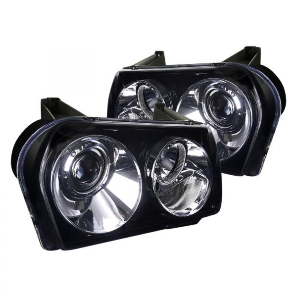 Spec-D® - Gloss Black/Smoke Projector Headlights, Chrysler 300