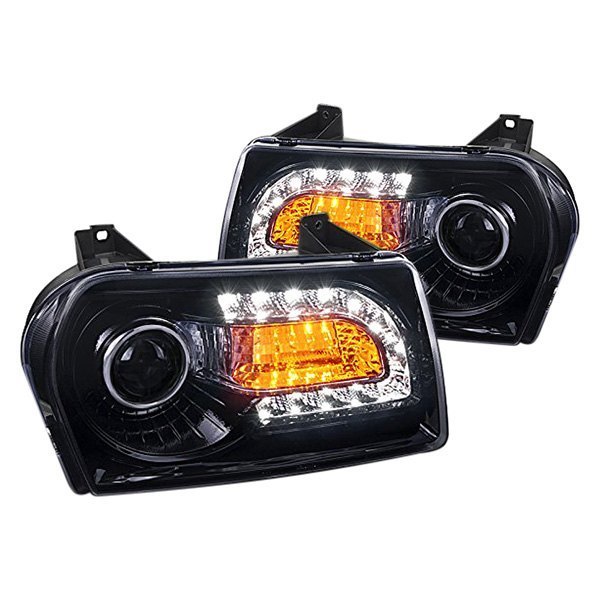 Spec-D® - Black/Smoke Projector Headlights with LED Turn Signal and DRL, Chrysler 300