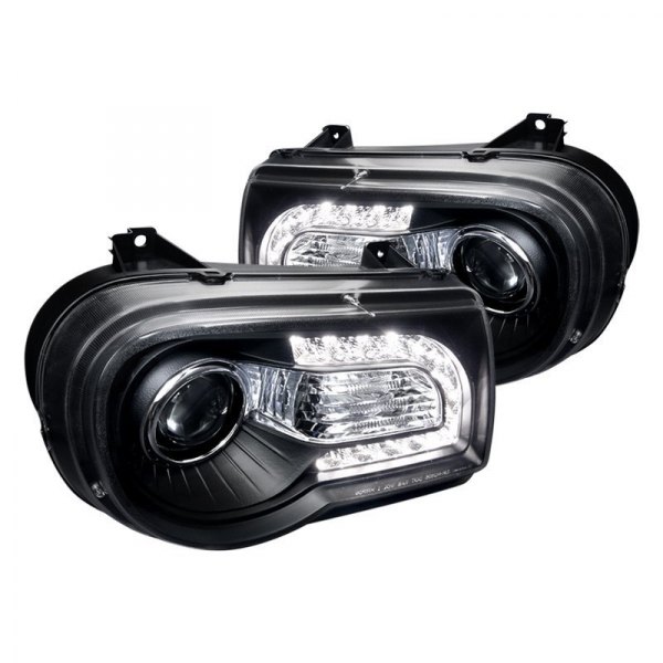 Spec-D® - Black Projector Headlights with LED DRL, Chrysler 300